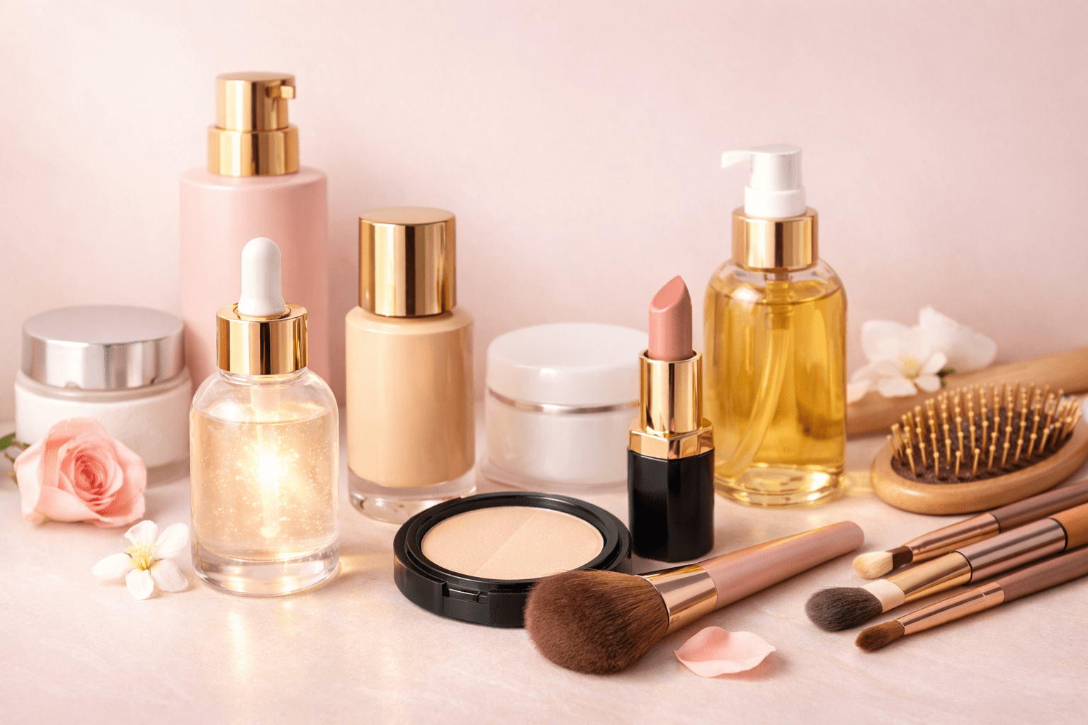 Beauty & Skincare Essentials – HealthMozo Beauty category banner featuring skincare, makeup, and haircare products with a glowing skin concept