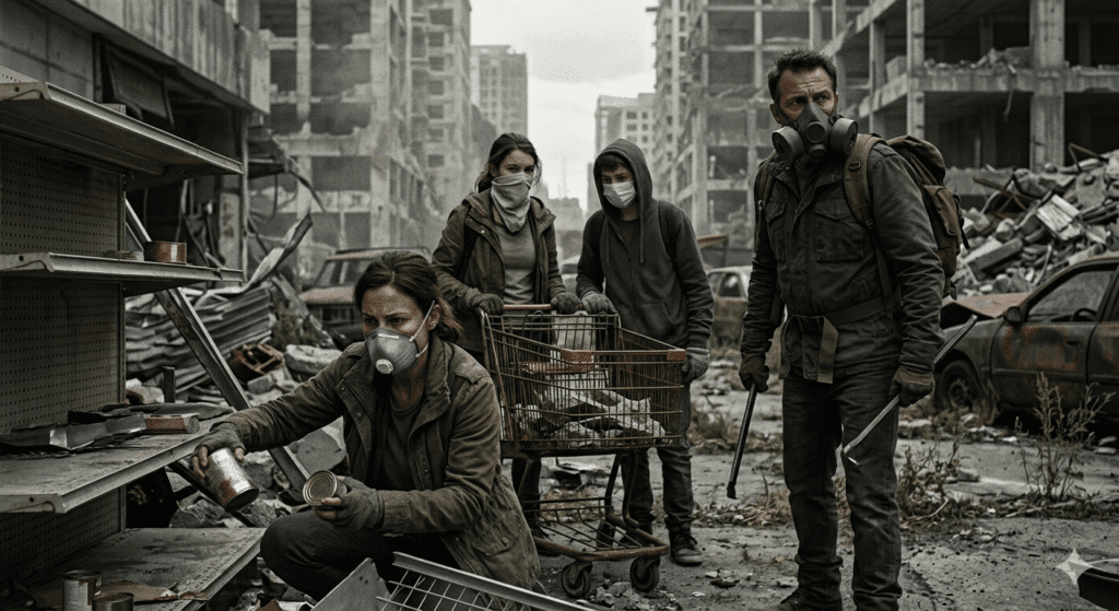 Survivors struggling in a post-nuclear apocalyptic world