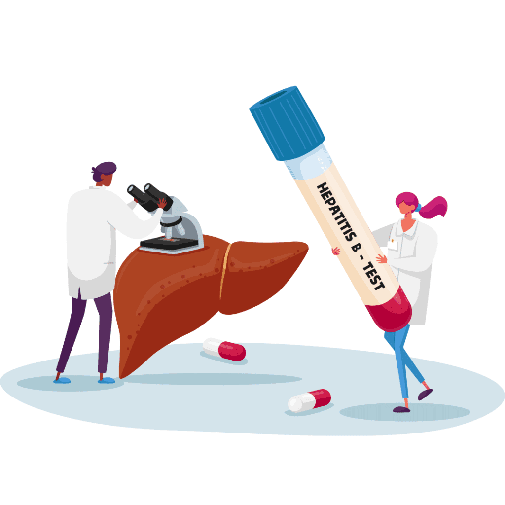 Illustration of a Liver Function Test (LFT) used to evaluate liver health and diagnose hepatitis.