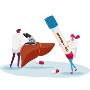 Illustration of a Liver Function Test (LFT) used to evaluate liver health and diagnose hepatitis.