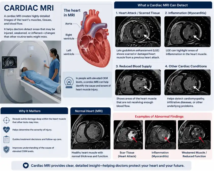 Cardiac MRI Detecting Heart Muscle Damage and Elevated CKM Levels