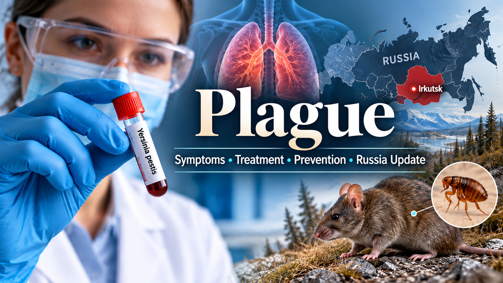 Plague symptoms, treatment and prevention with Yersinia pestis, rat, flea and Russia 2026 update